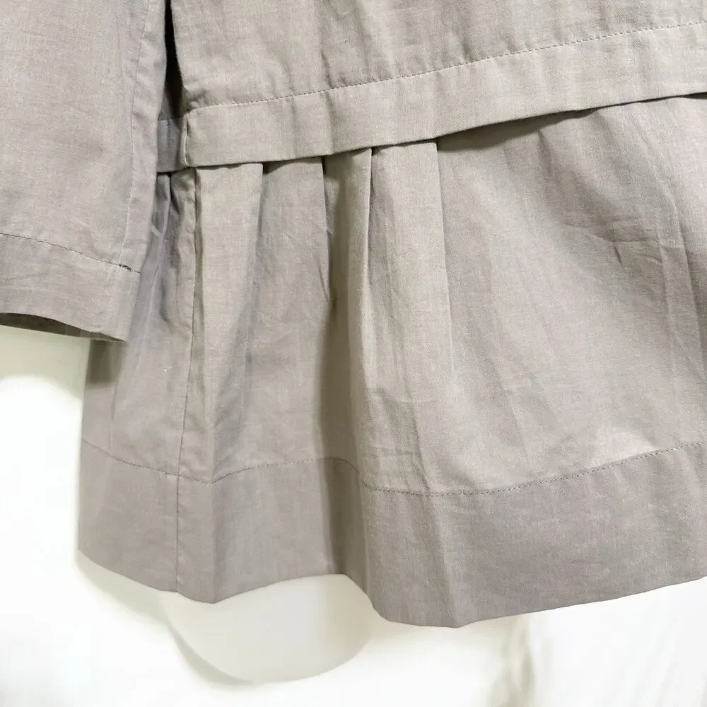 Marni Mock Neck Cotton Top Gray Peplum 3/4 Sleeve Minimalist Size 42 - Picture 4 of 10